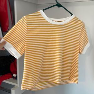yellow and white striped tee